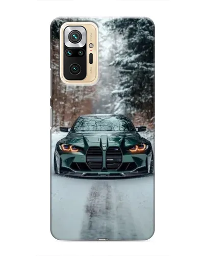 Чехол для Xiaomi Redmi Note 10 Pro с картинкой «BMW в зимнем лесу»