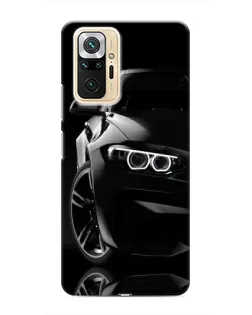 Чехол для Xiaomi Redmi Note 10 Pro с картинкой «Черная BMW — профиль»