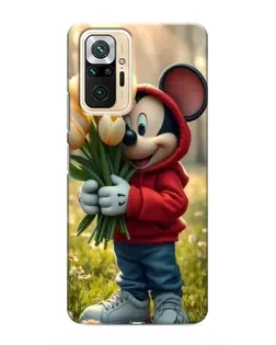 Чехол для Xiaomi Redmi Note 10 Pro с картинкой «Микки с тюльпанами»