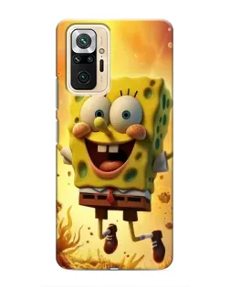 Чехол для Xiaomi Redmi Note 10 Pro с картинкой «Губка Боб прыгает»