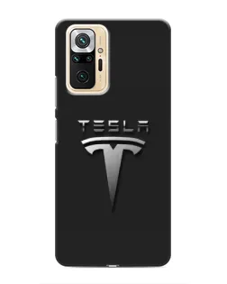 Чехол для Xiaomi Redmi Note 10 Pro с картинкой «Стальной логотип Tesla»