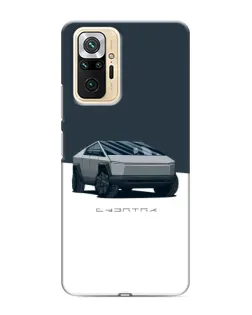 Чехол для Xiaomi Redmi Note 10 Pro с картинкой «Серебристый Cybertruck Tesla»
