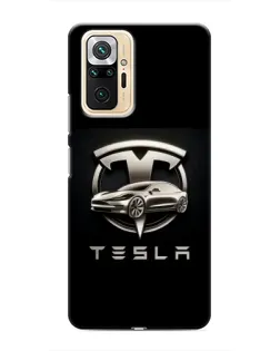 Чехол для Xiaomi Redmi Note 10 Pro с картинкой «Tesla — серебристое авто»