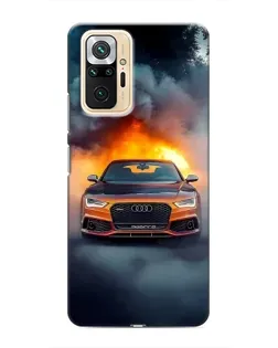 Чехол для Xiaomi Redmi Note 10 Pro с картинкой «Audi в огненном дыму»