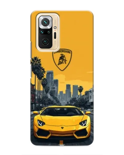 Чехол для Xiaomi Redmi Note 10 Pro с картинкой «Желтый Lamborghini город»