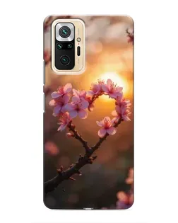 Чехол для Xiaomi Redmi Note 10 Pro с картинкой «Розовый цвет сердце на фоне заката»