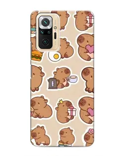 Чехол для Xiaomi Redmi Note 10 Pro с картинкой «Капибары паттерн»