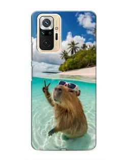 Чехол для Xiaomi Redmi Note 10 Pro с картинкой «Капибара на море»