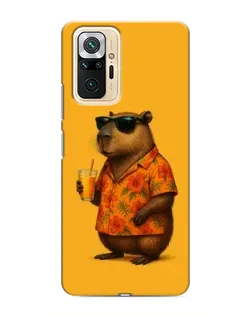 Чехол для Xiaomi Redmi Note 10 Pro с картинкой «Капибара на отдыхе»
