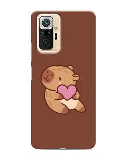 Чехол для Xiaomi Redmi Note 10 Pro с картинкой «Капибара с сердцем»