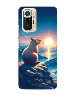 Чехол для Xiaomi Redmi Note 10 Pro с картинкой «Закат солнца с капибарой»