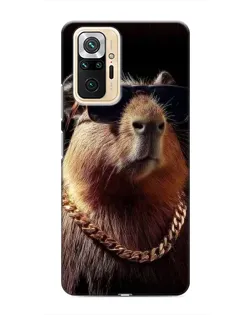 Чехол для Xiaomi Redmi Note 10 Pro с картинкой «Капибара золотая цепь»