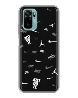Чехол для Xiaomi Redmi Note 10 с картинкой «Nike Black Pattern»
