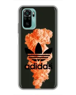 Чехол для Xiaomi Redmi Note 10 с картинкой «Оранжевый дым Adidas» Чехол для Xiaomi Redmi Note 10 с картинкой «Оранжевый дым Adidas»