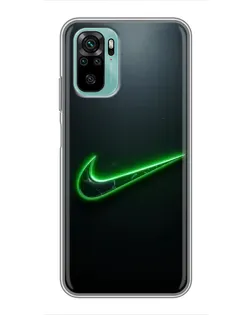 Чехол для Xiaomi Redmi Note 10 с картинкой «Неоновый контур Nike»