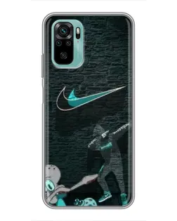 Чехол для Xiaomi Redmi Note 10 с картинкой «Спортивный арт Nike»