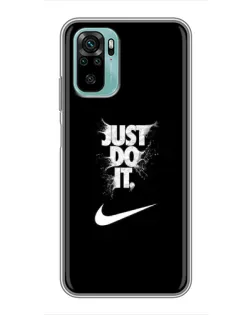 Чехол для Xiaomi Redmi Note 10 с картинкой «Текстовый принт Nike»
