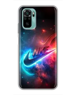 Чехол для Xiaomi Redmi Note 10 с картинкой «Огненный логотип Nike»