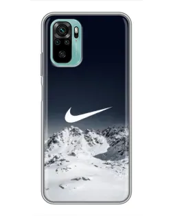 Чехол для Xiaomi Redmi Note 10 с картинкой «Nike — зимние горы»