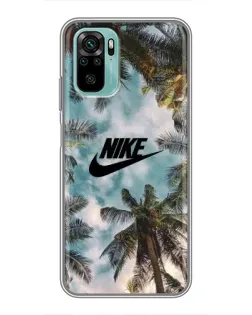 Чехол для Xiaomi Redmi Note 10 с картинкой «Тропический принт Nike» Чехол для Xiaomi Redmi Note 10 с картинкой «Тропический принт Nike»