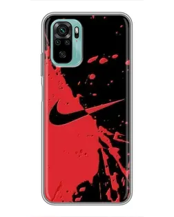 Чехол для Xiaomi Redmi Note 10 с картинкой «Красные брызги Nike» Чехол для Xiaomi Redmi Note 10 с картинкой «Красные брызги Nike»