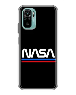 Чехол для Xiaomi Redmi Note 10 с картинкой «NASA — классика Red Blue»