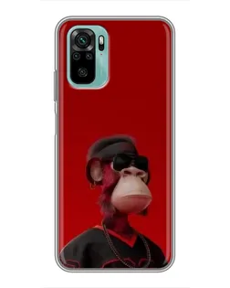 Чехол для Xiaomi Redmi Note 10 с картинкой «Bored Ape в красном»