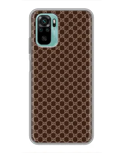 Чехол для Xiaomi Redmi Note 10 с картинкой «Gucci — шоколадная сетка»