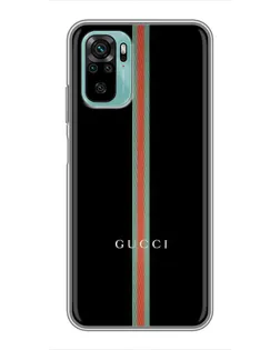 Чехол для Xiaomi Redmi Note 10 с картинкой «Gucci — строгая линия»
