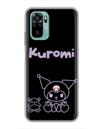 Чехол для Xiaomi Redmi Note 10 с картинкой «Kuromi — черный минимализм»