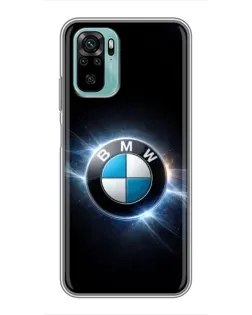Чехол для Xiaomi Redmi Note 10 с картинкой «BMW — неоновое сияние»