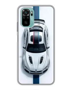 Чехол для Xiaomi Redmi Note 10 с картинкой «Вид сверху — BMW M»