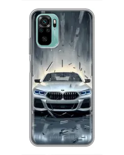 Чехол для Xiaomi Redmi Note 10 с картинкой «BMW в свете фар»