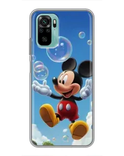 Чехол для Xiaomi Redmi Note 10 с картинкой «Mickey и мыльные пузыри»