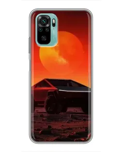 Чехол для Xiaomi Redmi Note 10 с картинкой «Cybertruck на Марсе»