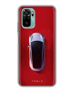 Чехол для Xiaomi Redmi Note 10 с картинкой «Tesla Top View»