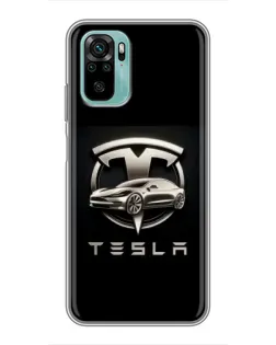 Чохол для Xiaomi Redmi Note 10 з картинкою «Tesla — срібне авто» Чохол для Xiaomi Redmi Note 10 з картинкою «Tesla — срібне авто»