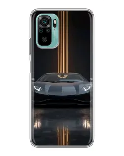 Чехол для Xiaomi Redmi Note 10 с картинкой «Lamborghini золотые линии»