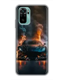 Чехол для Xiaomi Redmi Note 10 с картинкой «Lamborghini дымная эстетика»