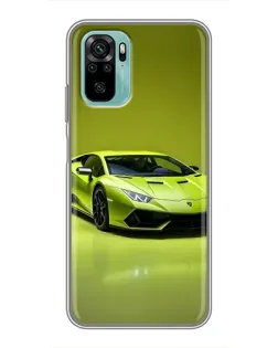 Чехол для Xiaomi Redmi Note 10 с картинкой «Салатовый Lamborghini Huracan»