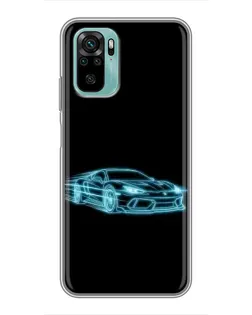 Чехол для Xiaomi Redmi Note 10 с картинкой «Неоновый контур Lamborghini»