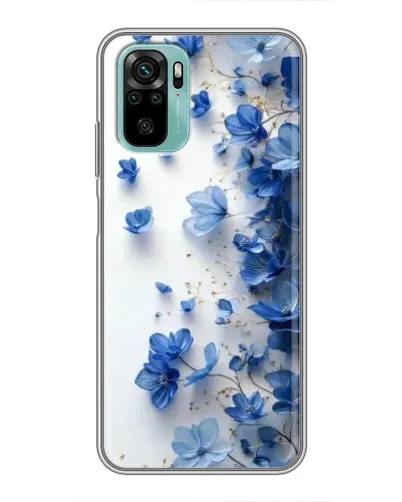 Чехол для Xiaomi Redmi Note 10 с картинкой «Голубой цветочный каскад»