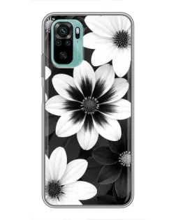 Чехол для Xiaomi Redmi Note 10 с картинкой «Монохромные астры»