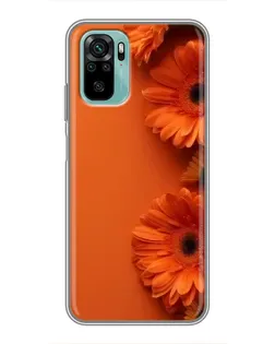 Чехол для Xiaomi Redmi Note 10 с картинкой «Оранжевые герберы»