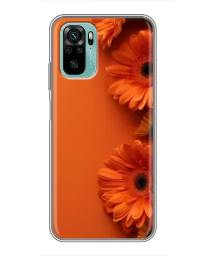 Чехол для Xiaomi Redmi Note 10 с картинкой «Оранжевые герберы»
