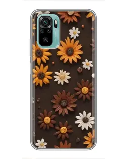 Чехол для Xiaomi Redmi Note 10 с картинкой «Узор из маленьких подсолнухов»