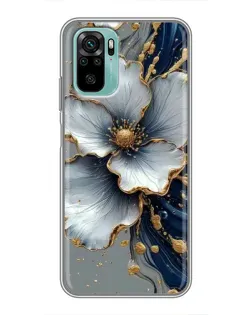 Чехол для Xiaomi Redmi Note 10 с картинкой «Белый цветок и золотой флюид»