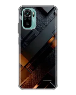 Чохол для Xiaomi Redmi Note 10 з картинкою «Чорні геометричні блоки»