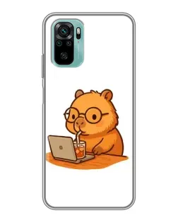 Чохол для Xiaomi Redmi Note 10 з картинкою «Капібара з ноутбуком»