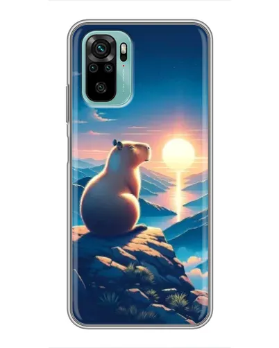 Чохол для Xiaomi Redmi Note 10 з картинкою «Захід сонця з капібарою»